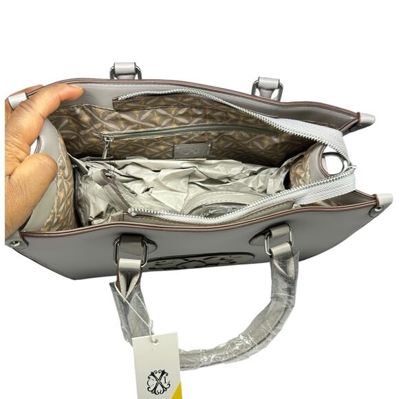 Christian Lacroix Janette Nylon Gray Satchel Purse Bag NWT $108 - Picture 7 of 8